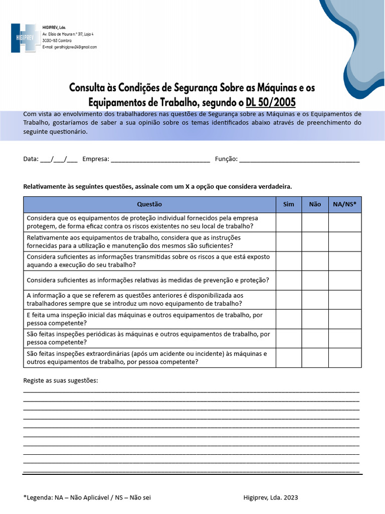 Consulta Às Condições de Segurança DL 50 2005 | PDF