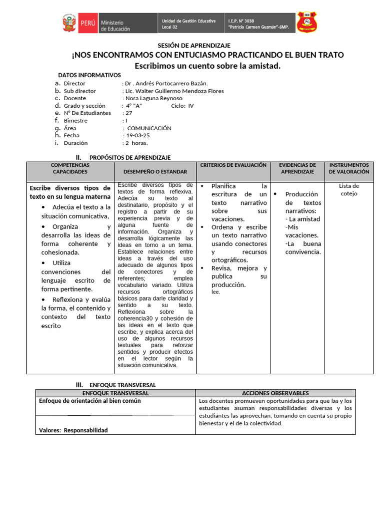 Sesion de Comunicación 19-3-25 | PDF | Enseñando | Aprendizaje
