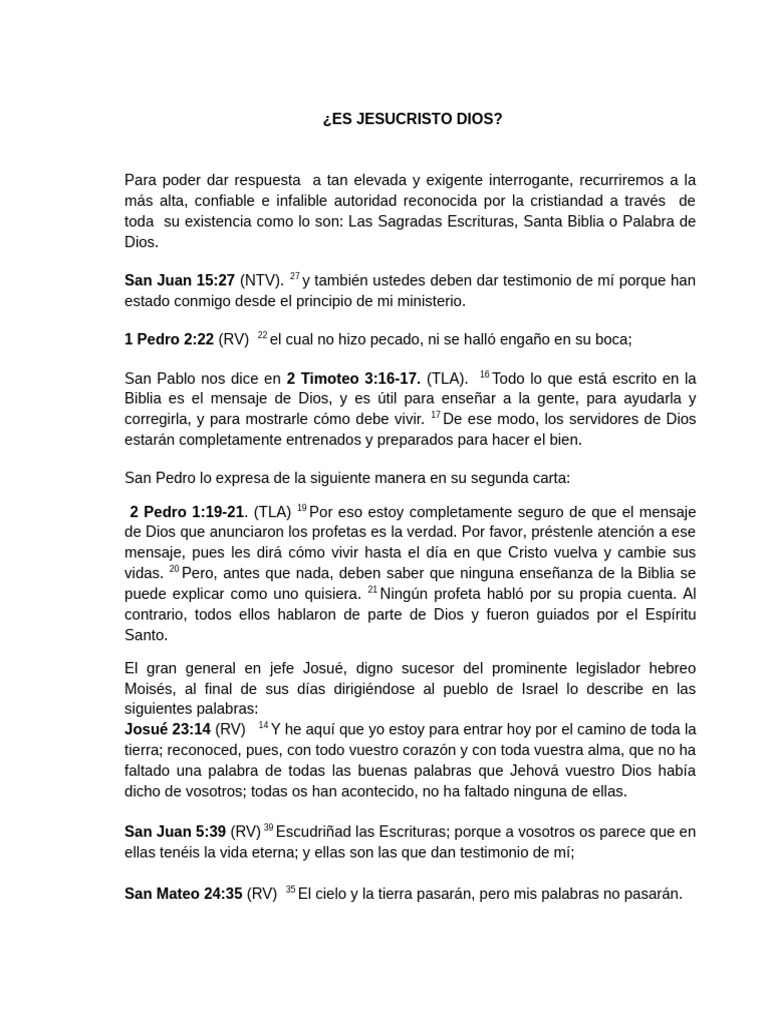 Es Jesucristo Dios VERSICULOS COMPLETOS | PDF | Jesús | Pecado