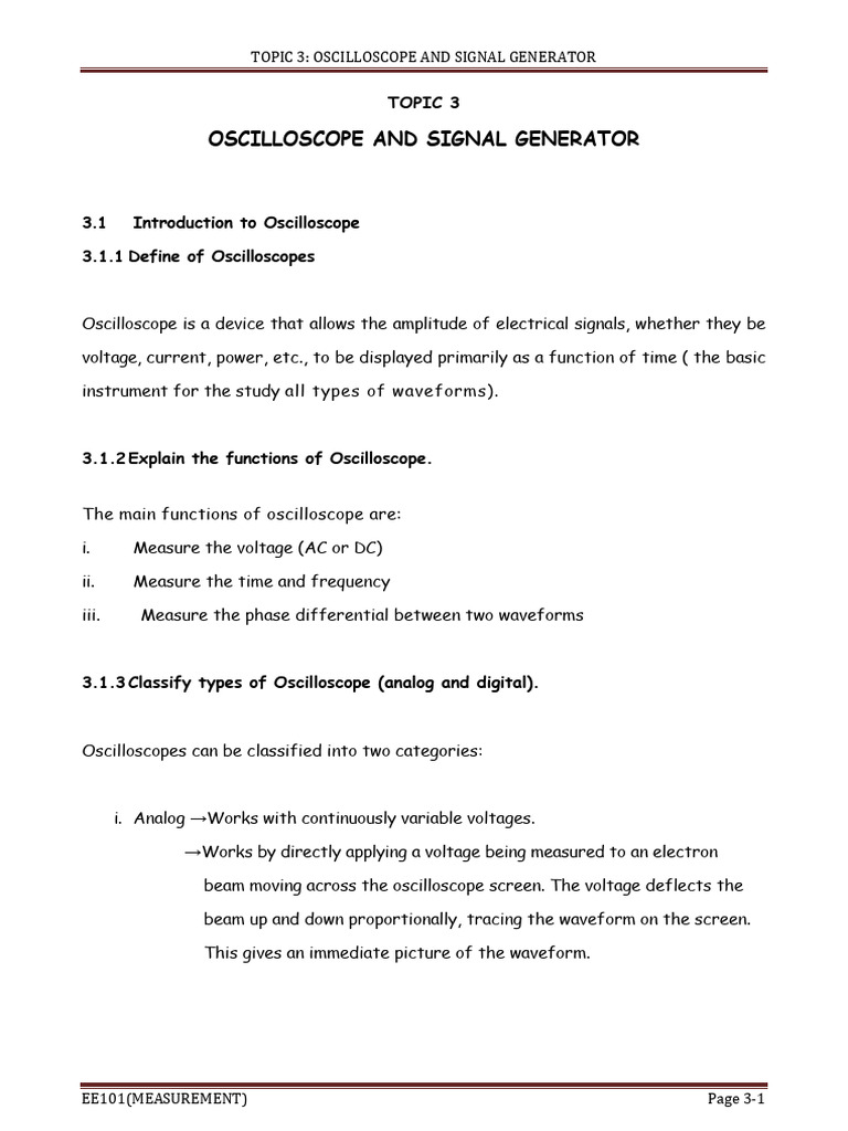 Oscilloscope and Signal Generator Guide | PDF | Electronic Oscillator ...