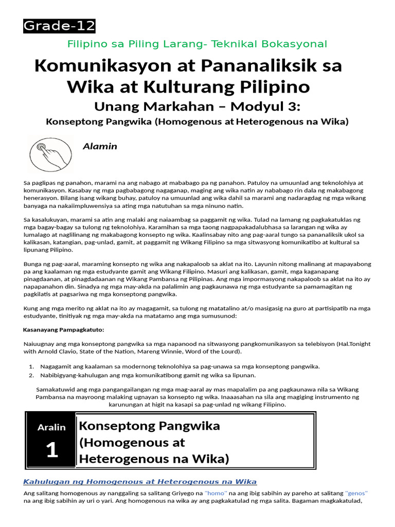 Week 3 Filipino Sa Piling Larang | PDF