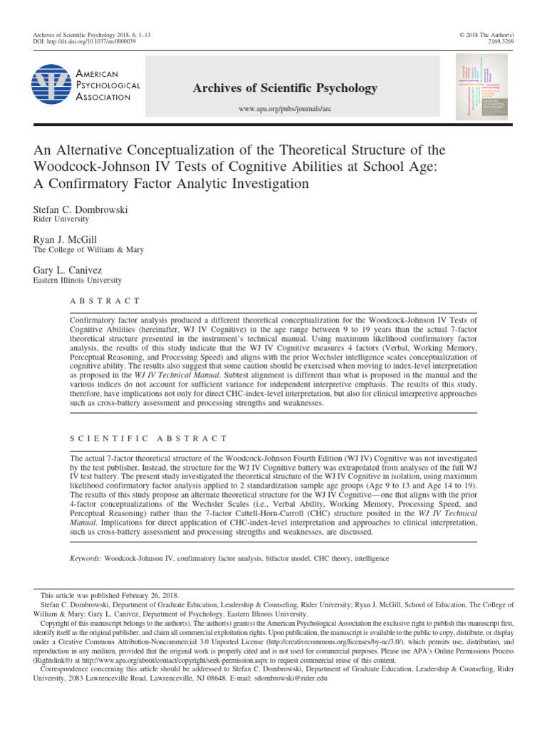 2018 07710 001 | PDF | Wechsler Adult Intelligence Scale | Factor Analysis