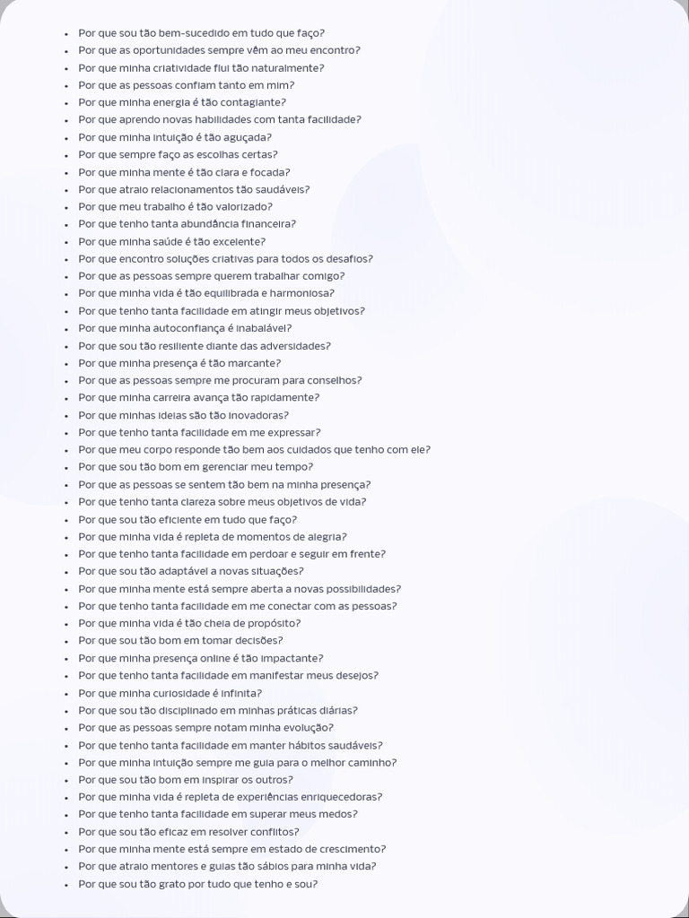 50_perguntas | PDF | Vida | Mente