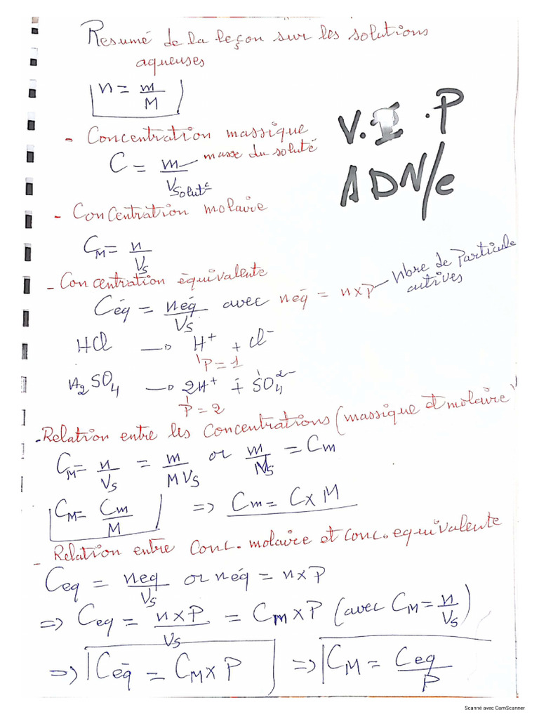 Résumé de La Leçon Sur Solution Aqueuse | PDF