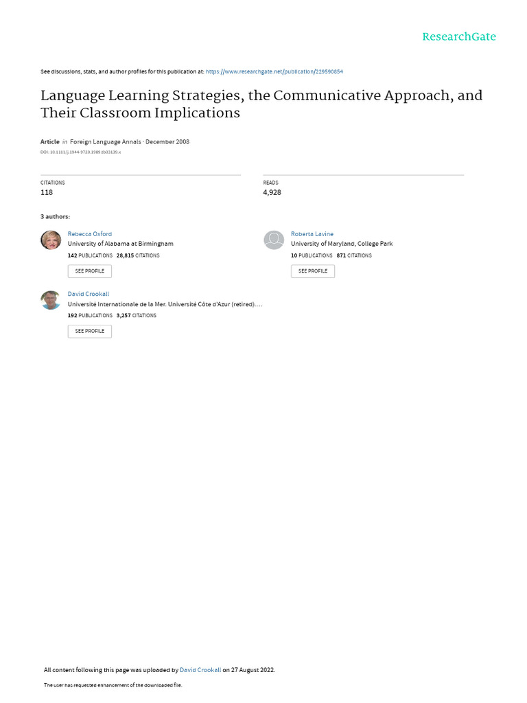 Language Learning Strategies Explained | PDF | Metacognition | Learning