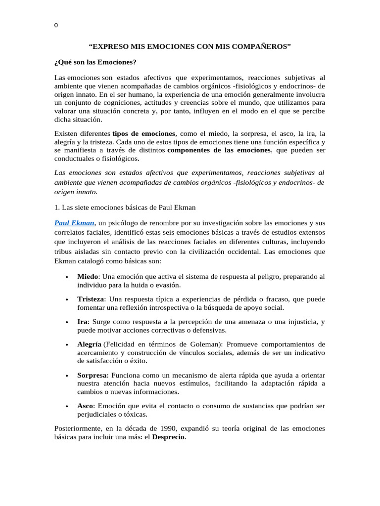 Emociones Básicas y su Impacto Social | PDF | Las emociones | Asco