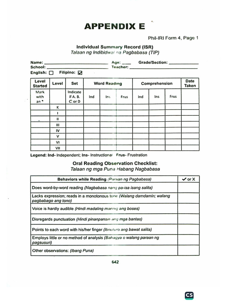 Phil Iri Forms | PDF