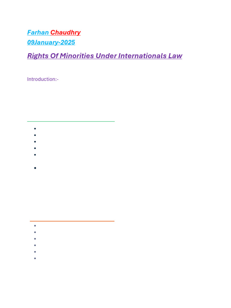 Minority Rights in International Law | PDF | Minority Group | Refugee