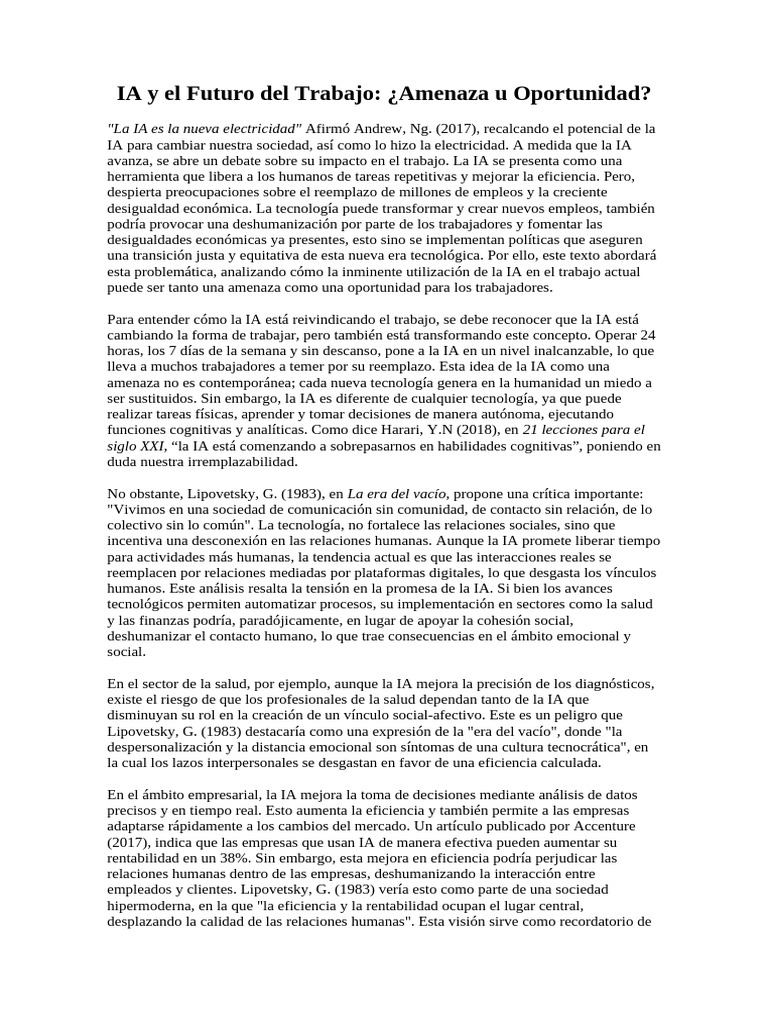 Editado - IA y El Futuro Del Trabajo | PDF | Inteligencia artificial ...