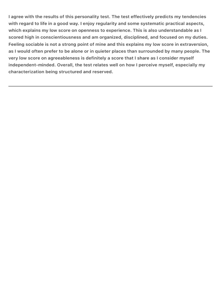 Insights from My Personality Test Results | PDF