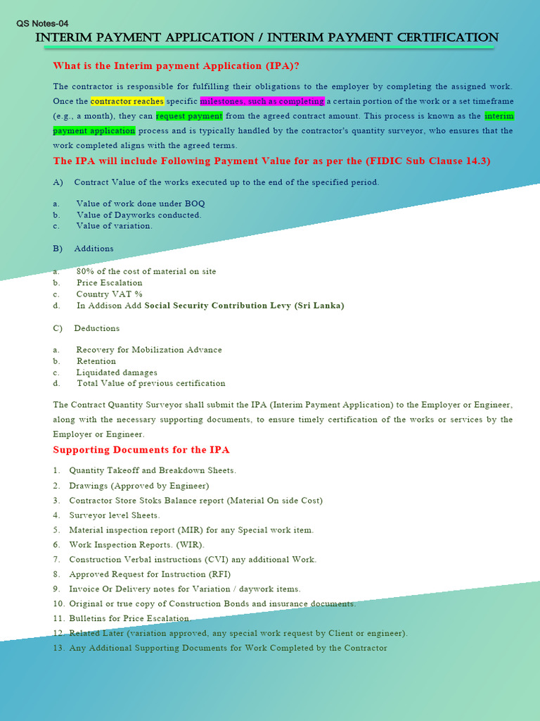 Interim Payment Application & Certification | PDF | Concrete | Masonry