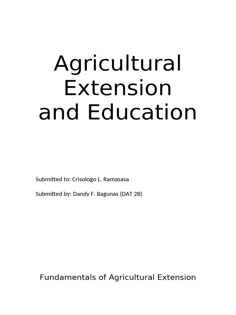 Fundamentals of Agricultural Extension | PDF | Science | Curriculum