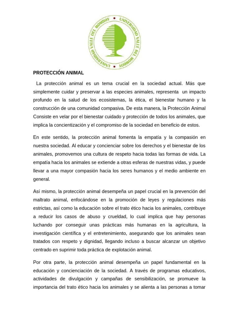 Protección y Tenencia Responsable Animal | PDF | Bienestar de los ...