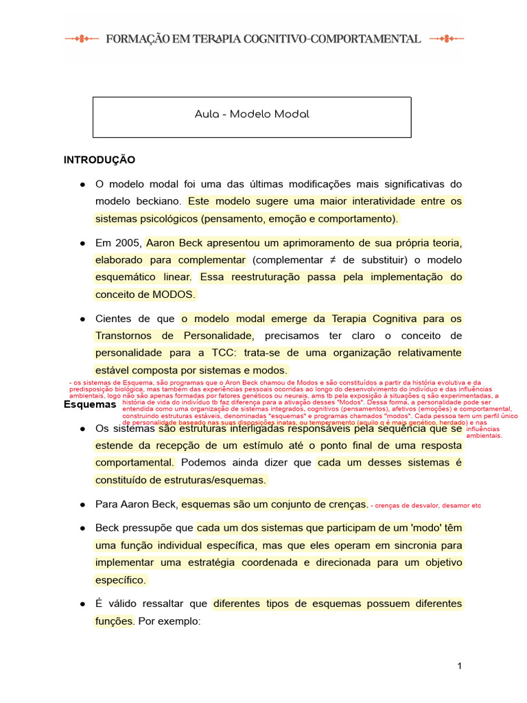 Aula 3_Modelo Modal | PDF | Emoções | Psicologia