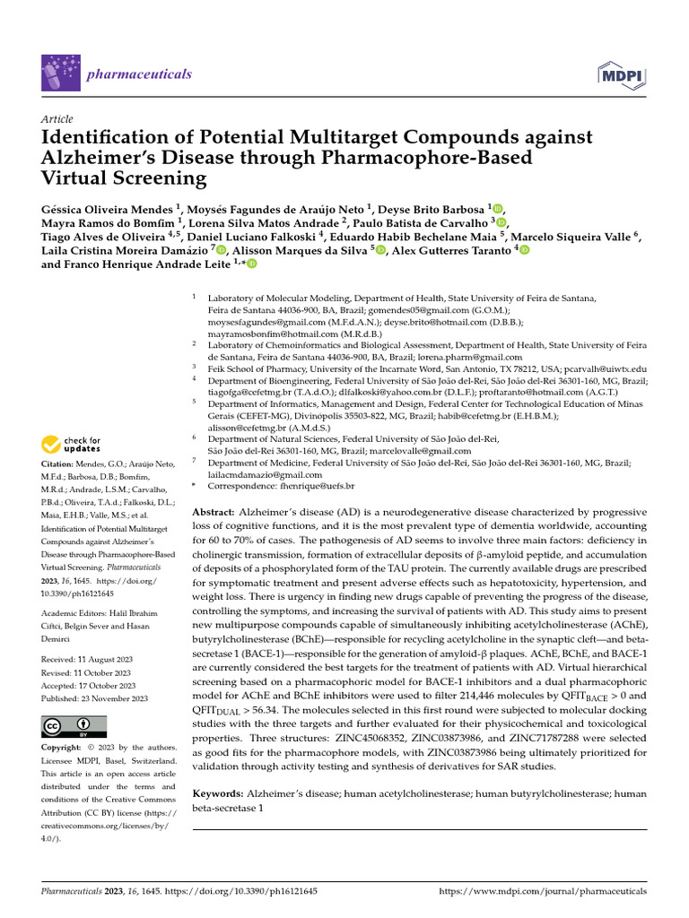 Pharmacophore Based Screening | PDF | Alzheimer's Disease | Amyloid Beta