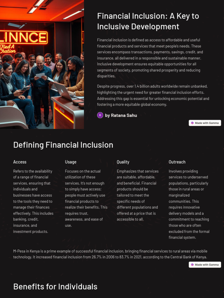Financial Inclusion A Key To Inclusive Development | PDF | Financial ...