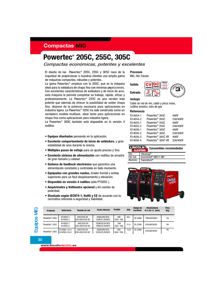 Lincoln Powertec 305C ES | PDF | Soldadura | Construcción