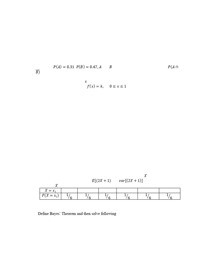 Random Variable and Algebra Test 1 | PDF | Probability Distribution ...