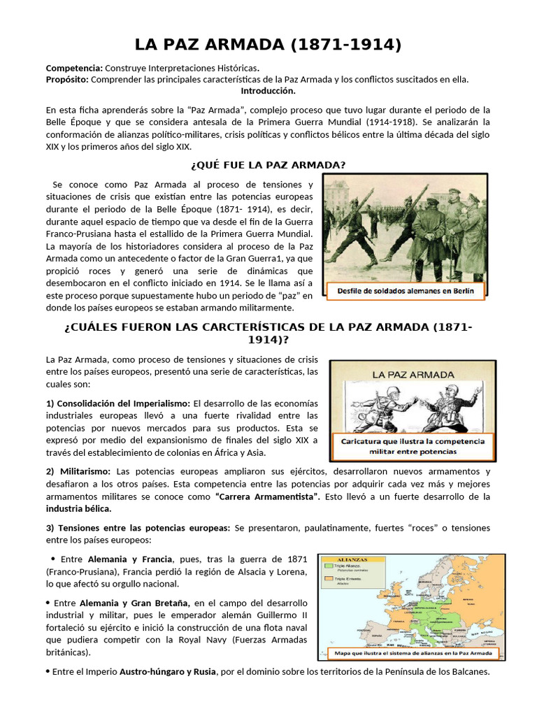 Características de la Paz Armada (1871-1914) | PDF | Tercera República ...