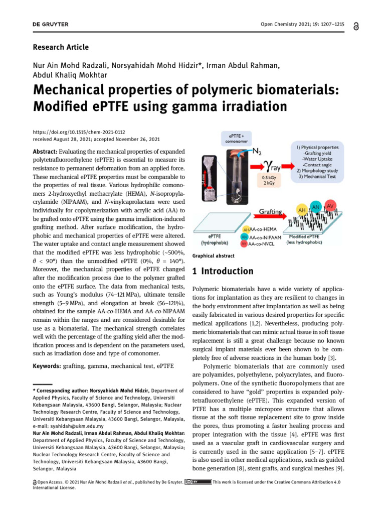 Mechanical Properties of Polymeric Biomaterials Mo | PDF | Wetting ...