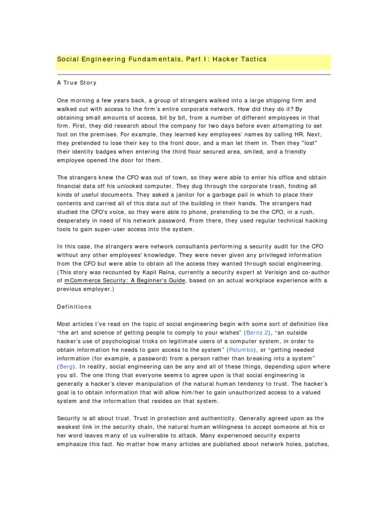 Social Engineering Tactics Explained | PDF | Social Engineering ...