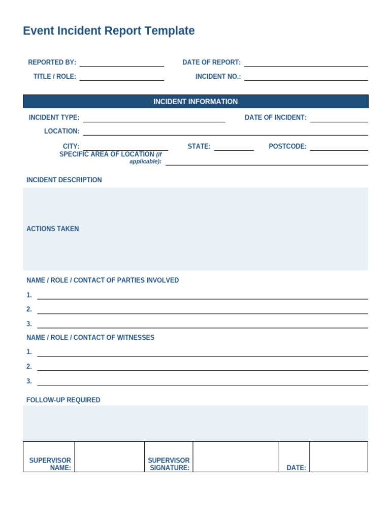 Incident Report Form Template | PDF