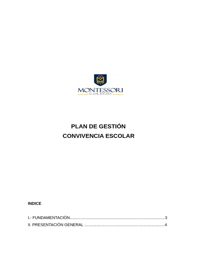 Plan de Gestión para Convivencia Escolar | PDF | Enseñando | Aprendizaje
