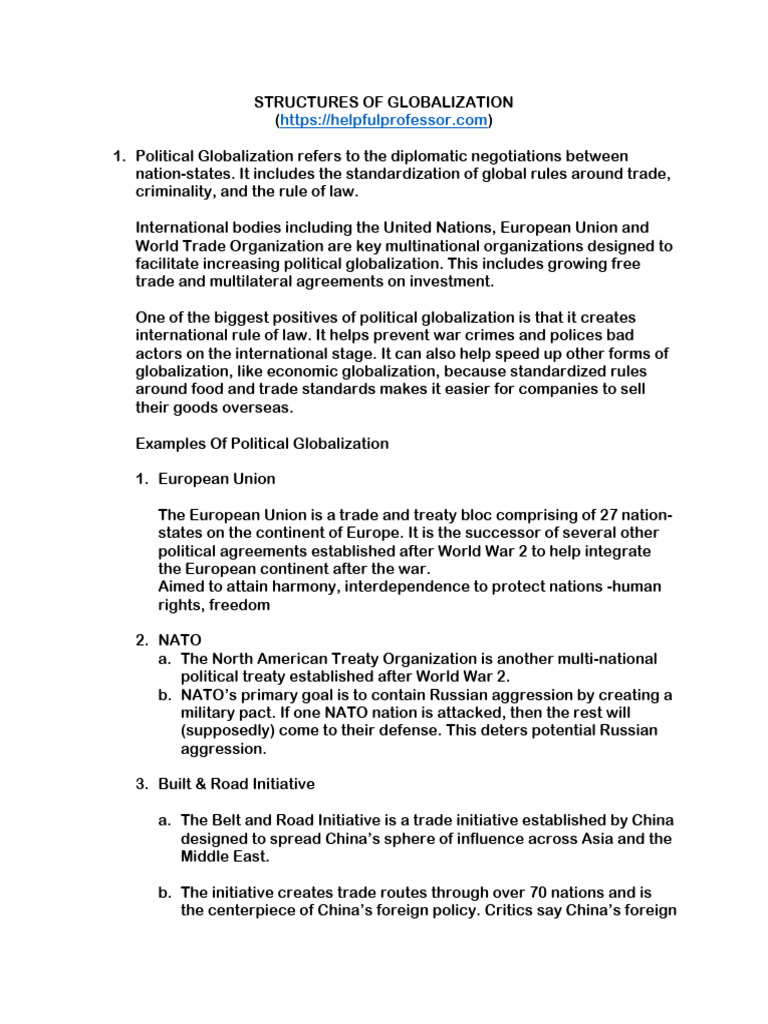 Structures of Globalization Explained | PDF | Chlorofluorocarbon ...