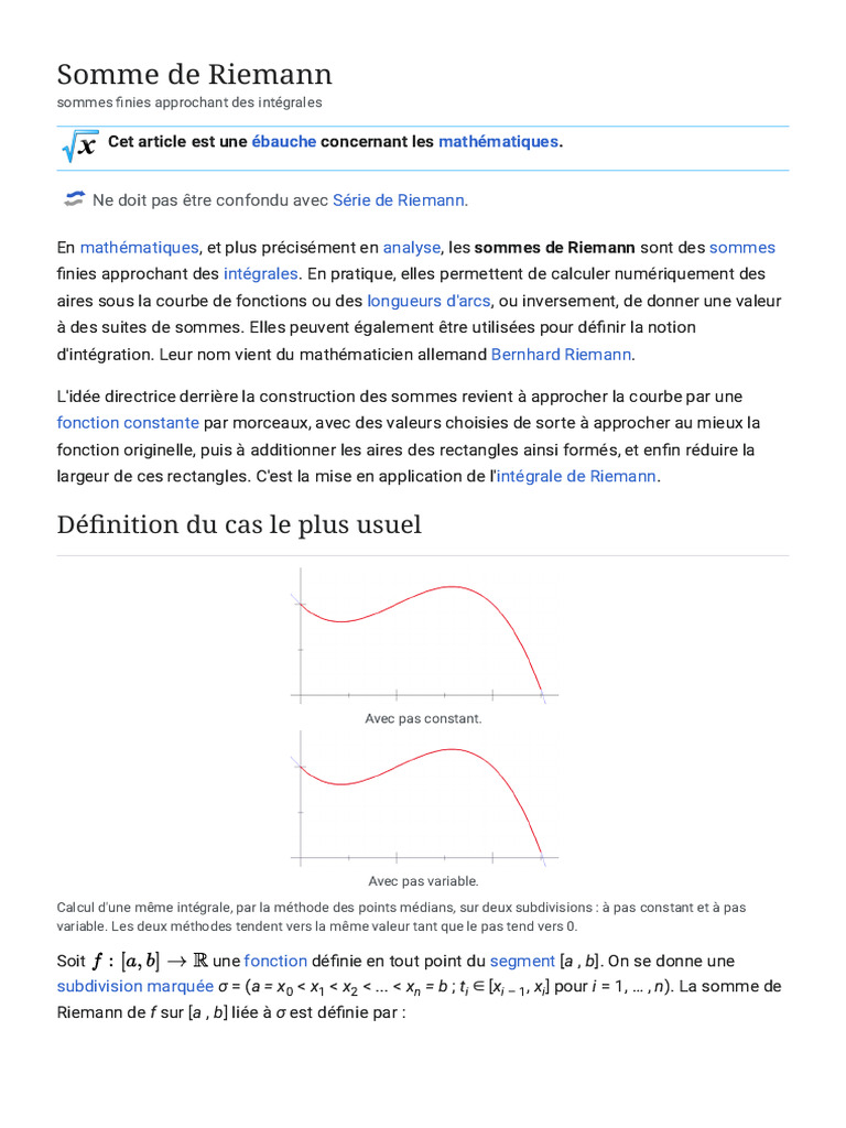 Sommes de Riemann et intégration | PDF | Intégral | Analyse mathématique