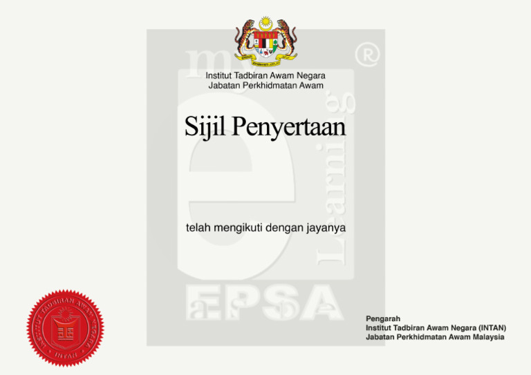 Integriti Penjawat Awam Certificate | PDF