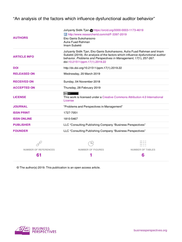 An Analysis of The Factors Which Influence Dysfunc | PDF | Audit ...