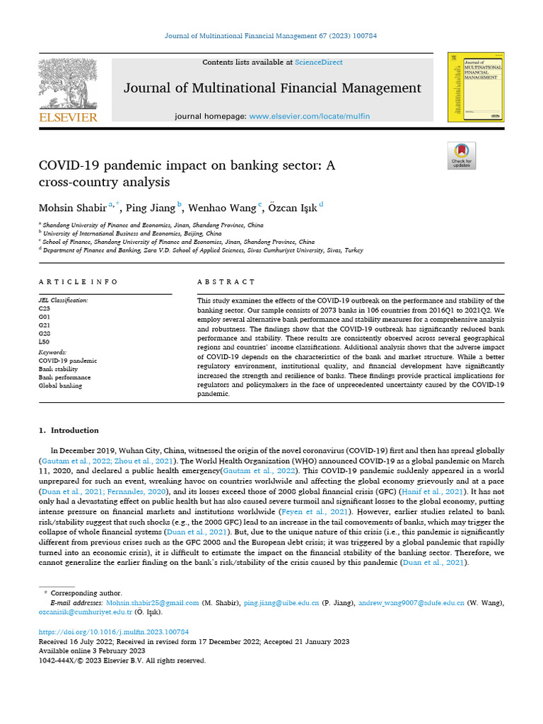 COVID-19 Pandemic Impact On Banking Sector | PDF | Stock Market | Banks