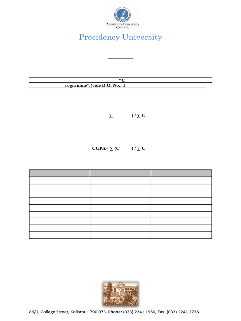 Grading System for UG Programs at Presidency | PDF | Course Credit ...
