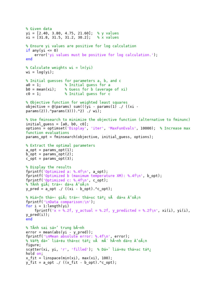 Weighted Least Squares Optimization | PDF