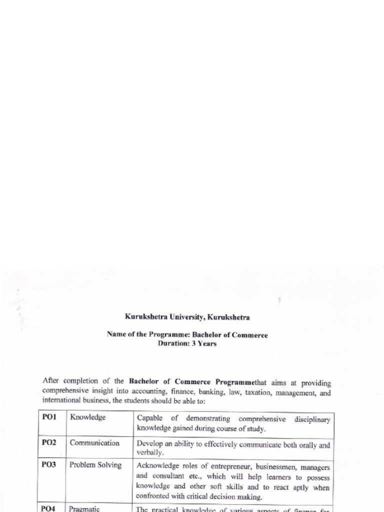 B.Com Course Outcomes and Objectives | PDF | Microeconomics ...