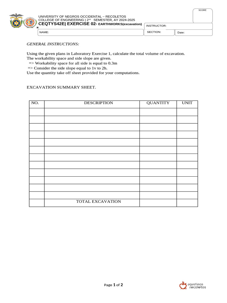 Earthworks Excavation Calculation Guide | PDF