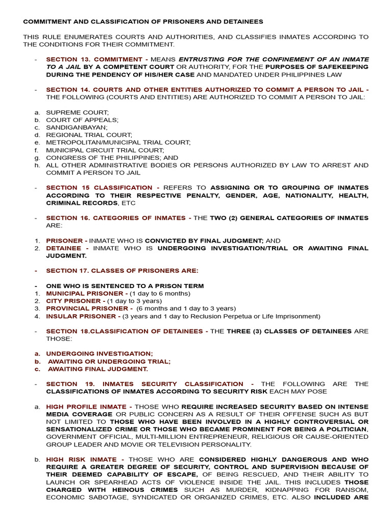 Prisoner and Detainee Classification Guide | PDF | Recidivism | Prison