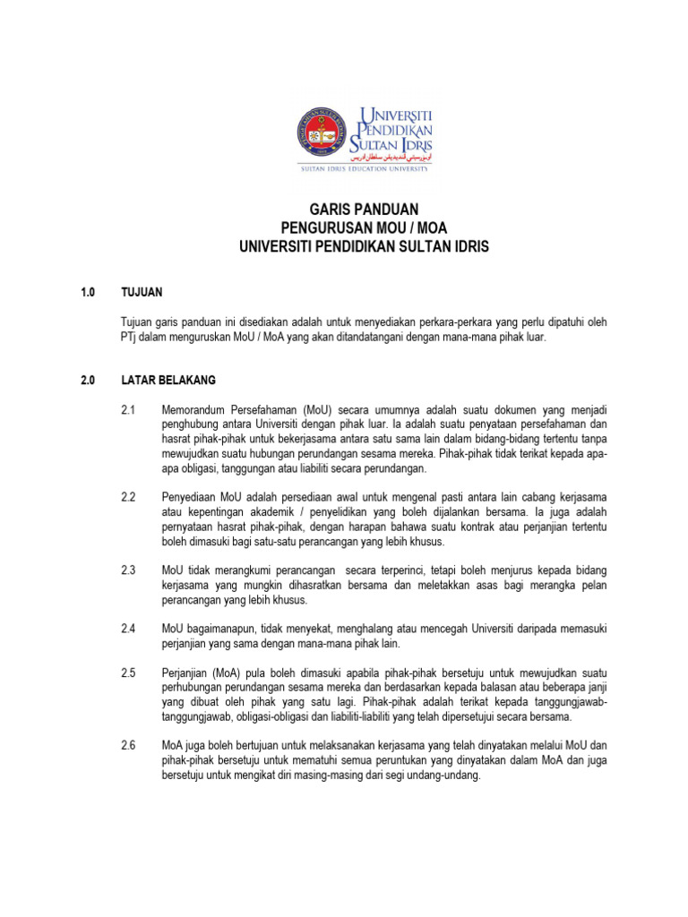 Garis Panduan Mou | PDF