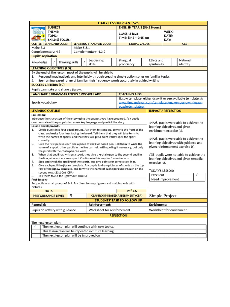 Year 3 & 4 English Lesson Plans | PDF | Lesson Plan | Human Communication