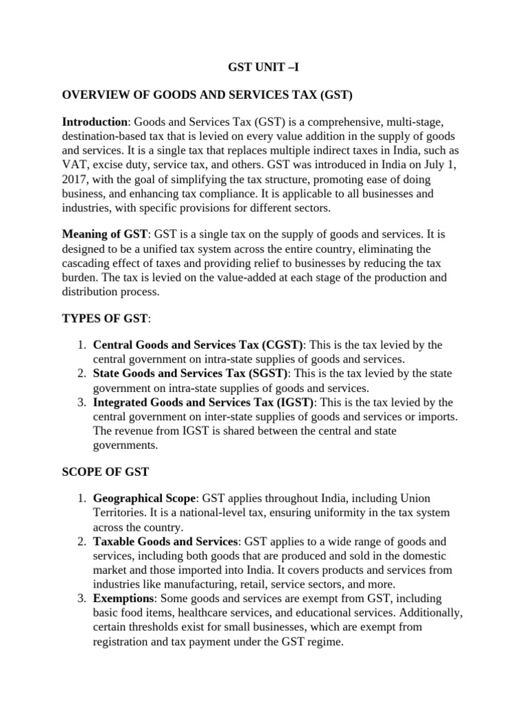 Overview of Goods and Services Tax (GST) | PDF | Value Added Tax | Taxes