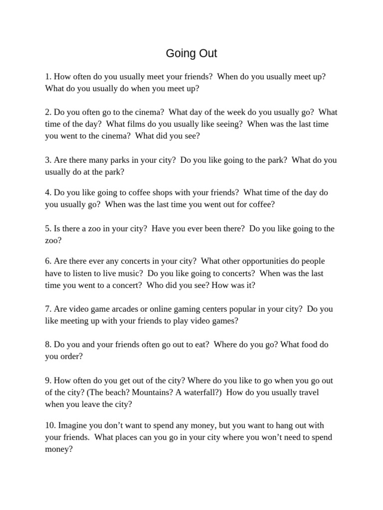 Going Out | PDF