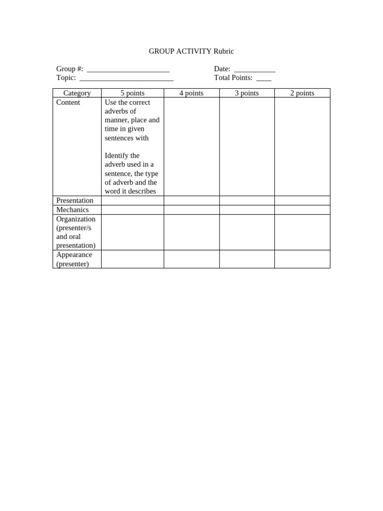 Grading Rubric Template 08 | PDF