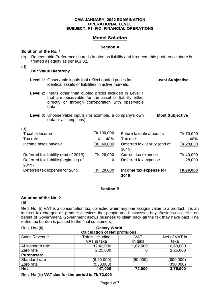 Financial Operations Exam Solutions | PDF | Book Value | Expense