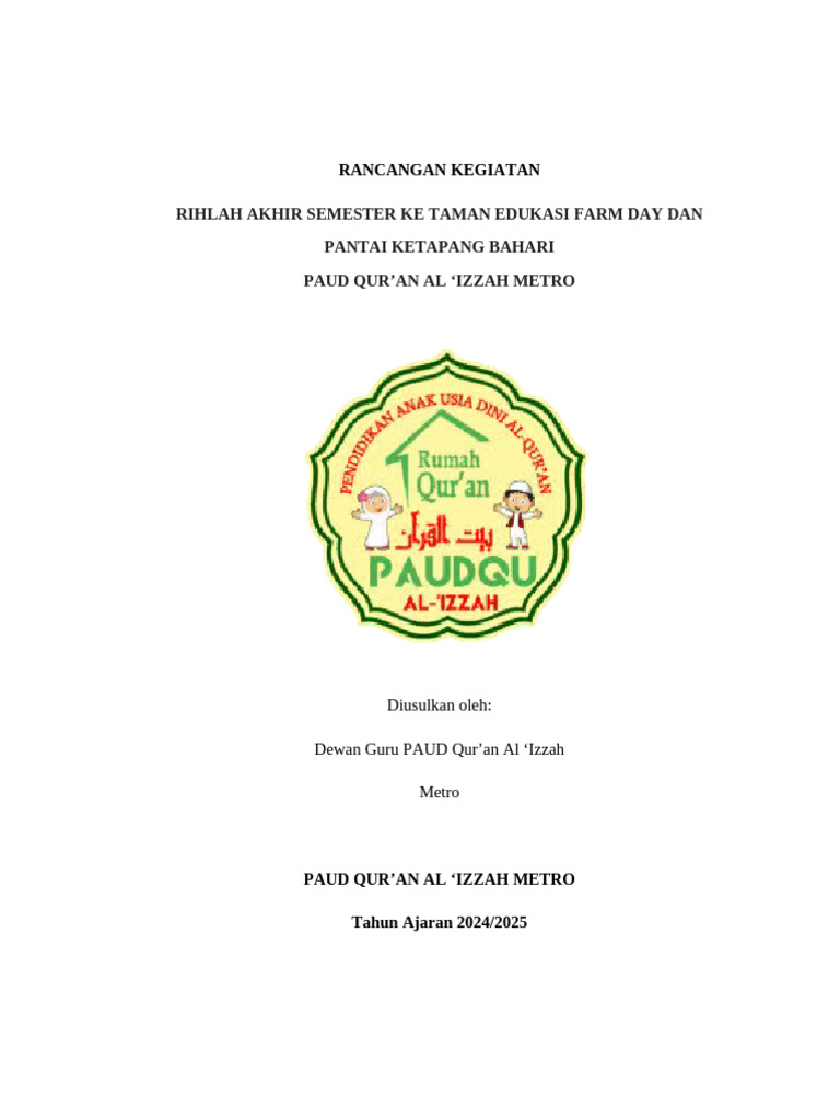 Proposal Kegiatan Rihlah Paud 25 | PDF