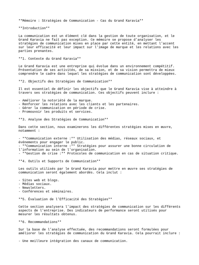 Stratégies de Communication au Grand Karavia | PDF | la communication ...