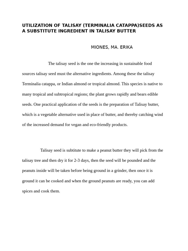 Talisay Seed: Nutritional Benefits and Uses | PDF