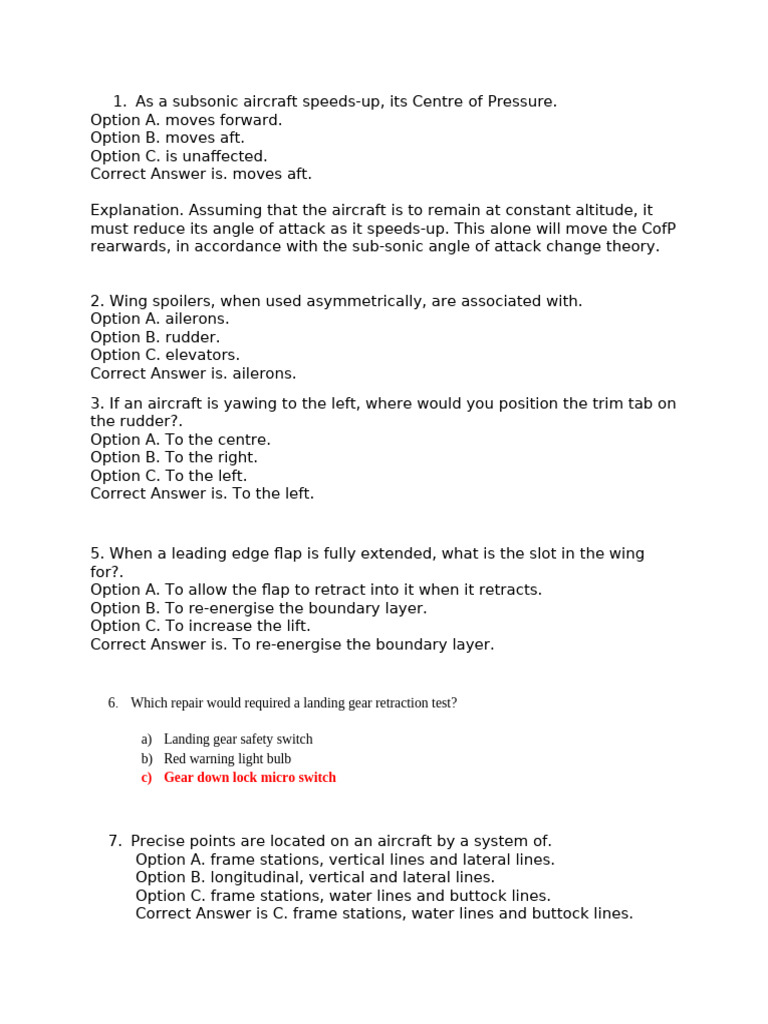 Aerodynamics and Aircraft Systems Q&A | PDF | Flight Control Surfaces ...