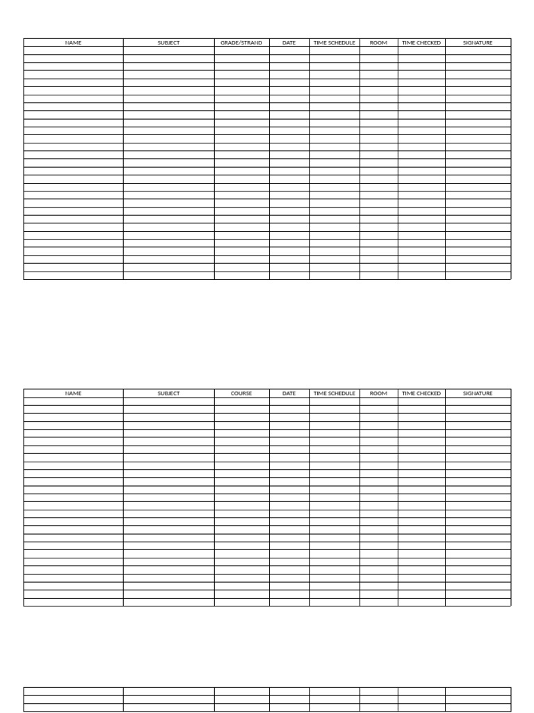 Class Schedule and Attendance Log | PDF
