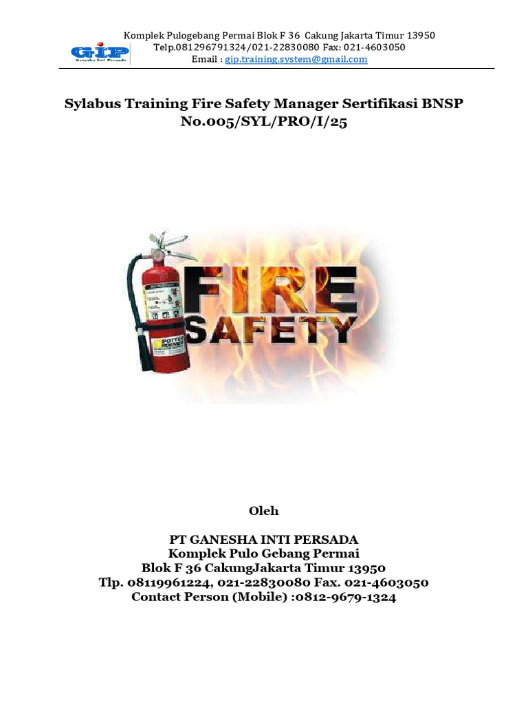 Pelatihan Sertifikasi Fire Safety Manager | PDF