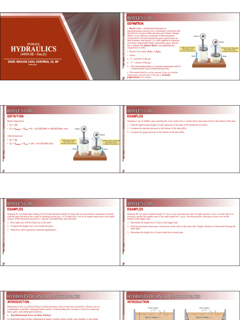 W8-D1 HYDRAUL - Hydraulics PDF | PDF | Pressure | Gases